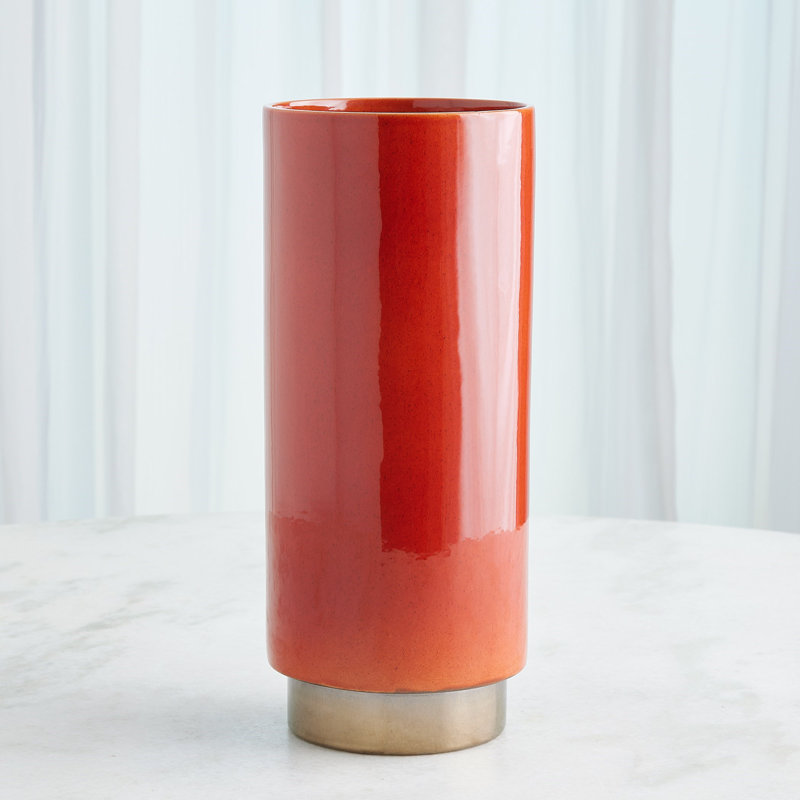 Rolo Vase-Sm, Overall Height-  16.50", Red