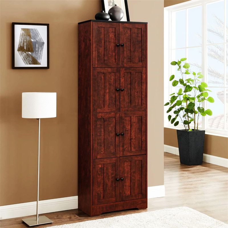 Grande armoire de rangement avec 8 portes et 4 tablettes, Noyer