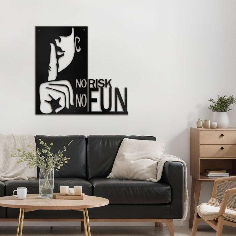Décoration murale en métal, H 12 po x l 12 po x P 0,05 po, Noir