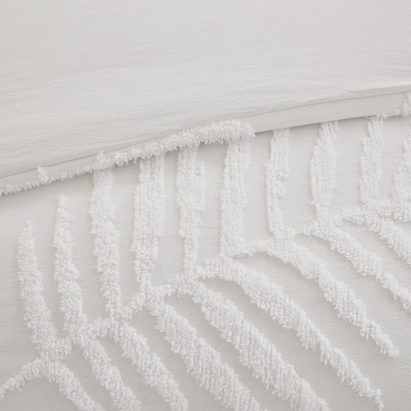 Ensemble d'édredon en chenille de coton touffeté 3 pièces, Édredon pour grand lit + 2 taies décoratives