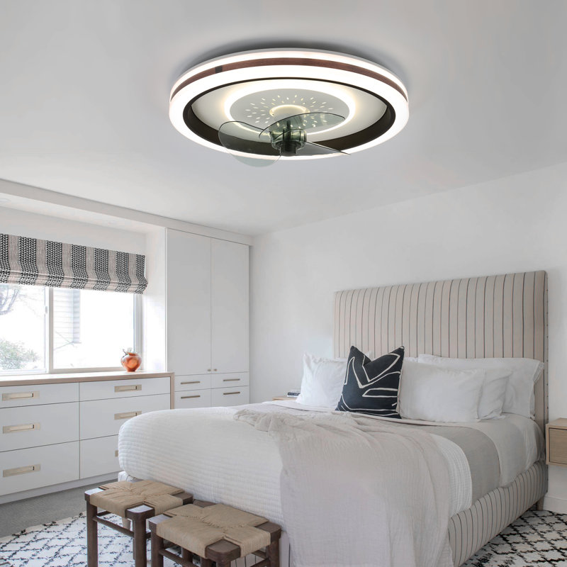 Emmeram 20'' Ultra-Low Profile Ceiling Fan with LED Lights, Remote and App Control