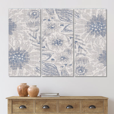 «Vintage Blue Farmhouse Flower V», reproduction d'art sur toile à motifs