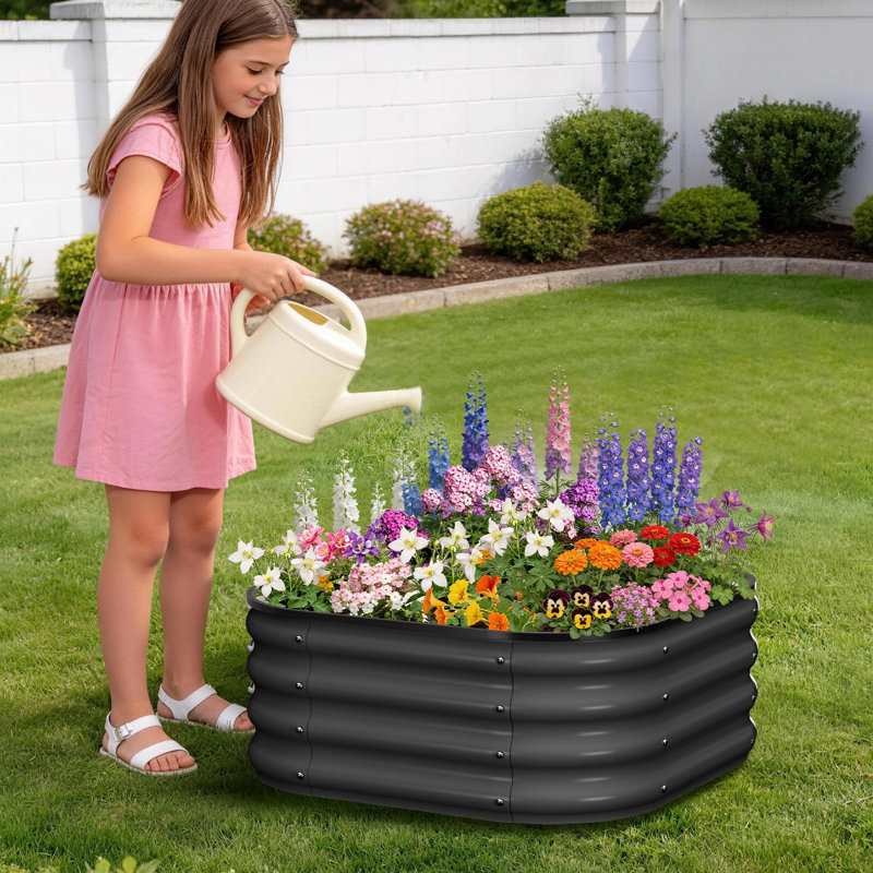 Metal Raised Garden Bed, Gray
