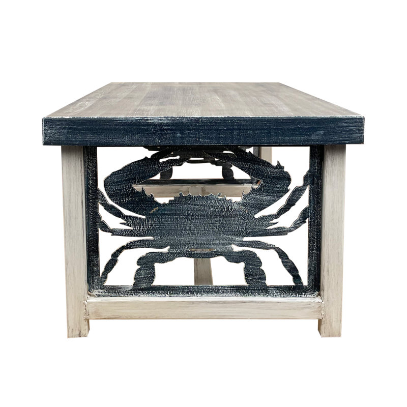 Cottage/Navy  Rectangle Coffee Table with Crab Accent