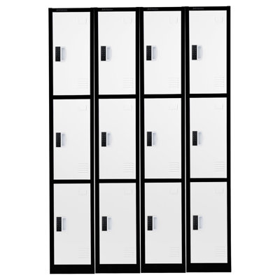 Casier 3 portes 72 po x 12 po x 12 po à 3 niveaux en acier avec serrure numérique - Rangement pour employés et étudiants pour les écoles, la salle de sport, le lieu de travail - Comprend les crochets, la ventilation et le porte-carte - Assemblage facile