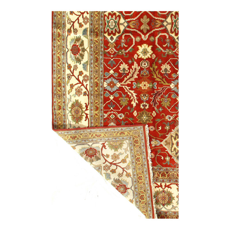 Wool Oriental Area Rug in Rust/Ivory