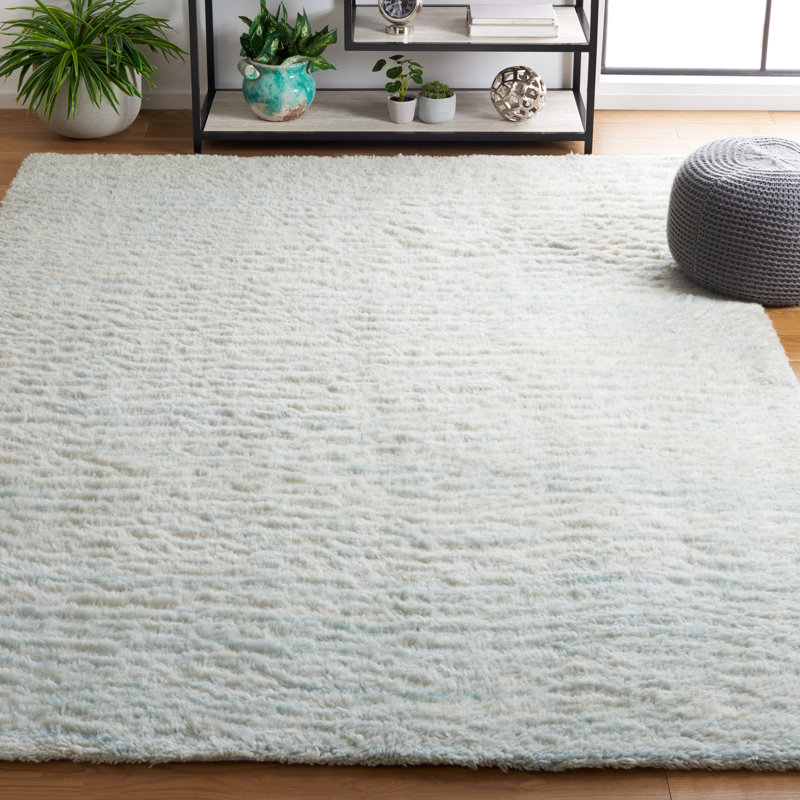 Elizzie Hand Tufted Wool/Cotton Solid Color Rug in Light Blue, Rectangle 6' x 9'