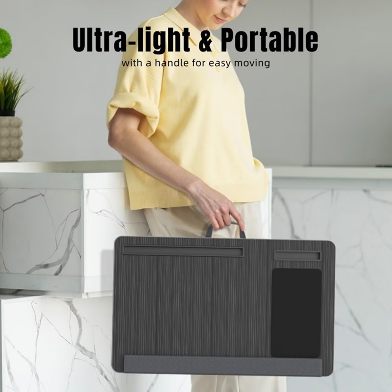 Lap Desk With Wrist Rest Mouse Pad, Portable Laptop Tray For Bed Sofa, Large Laptop Stand With Mouse Pad Phone Holder
