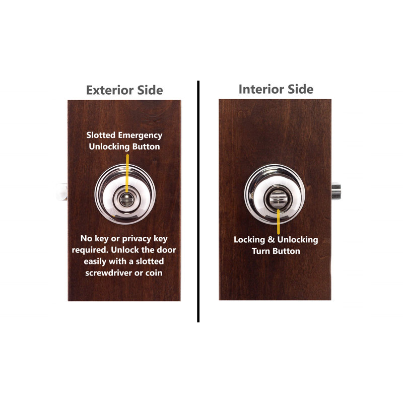 Ball 2.8'' Diameter Privacy (Bed & Bath), Polished Stainless Chrome