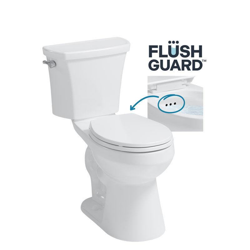 Toilette ronde 2 pièces à simple chasse 1,28 GPF Easley FLUSH GUARD avec protection de débordement en blanc