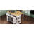 K&K 47 inch Kitchen Island with Extendable Dining Table, Rubber Wood Veneer Kitchen Table with Internal Storage Rack, Power Outlet, Kitchen island with Storage 2 Drawers 2 Cabinet,White-1787043345