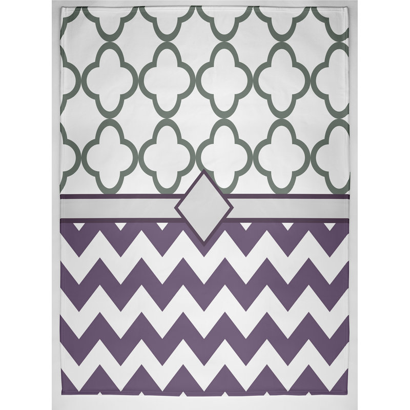 Emeline Plain Weave / Muslin Throw Blanket, Grey/Purple