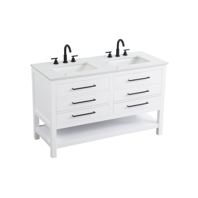 54 inch Double Bathroom Vanity_Modern_VF60554, White