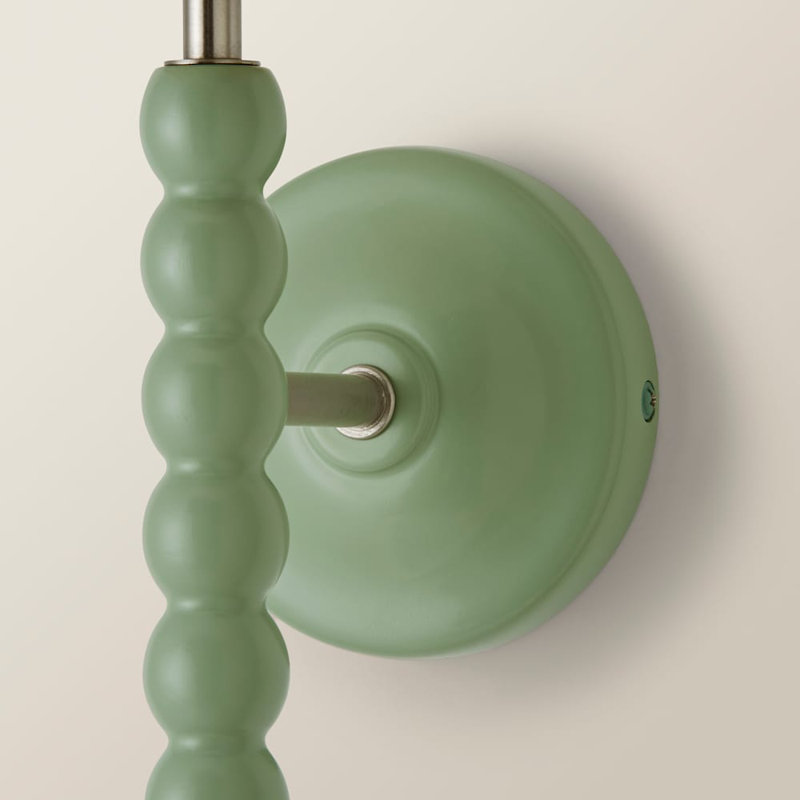 Alderic Manufactured Wood Armed Sconce, Green, No, Cream