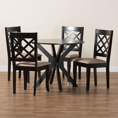 Baxton Studio Lore Modern Fabric And Dark Brown Wood 5-Piece Dining Set