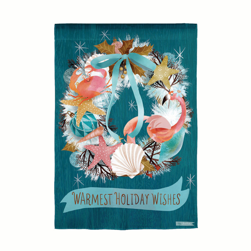 Drapeau de jardin couronne de Noël côtier
