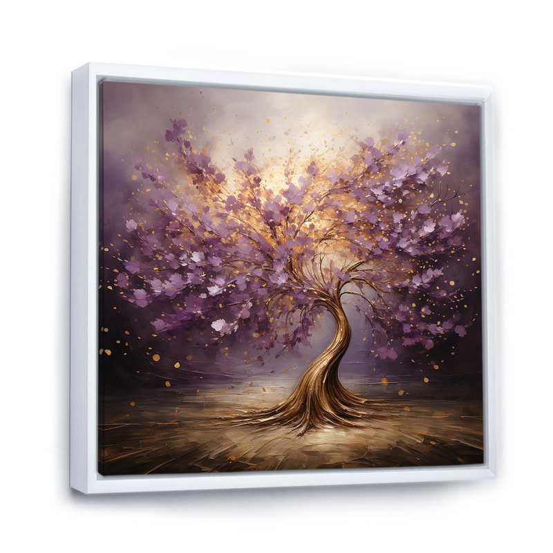 «Mauve Magictree Essence», art mural arbre, H 16 po x l 16 po, Blanc