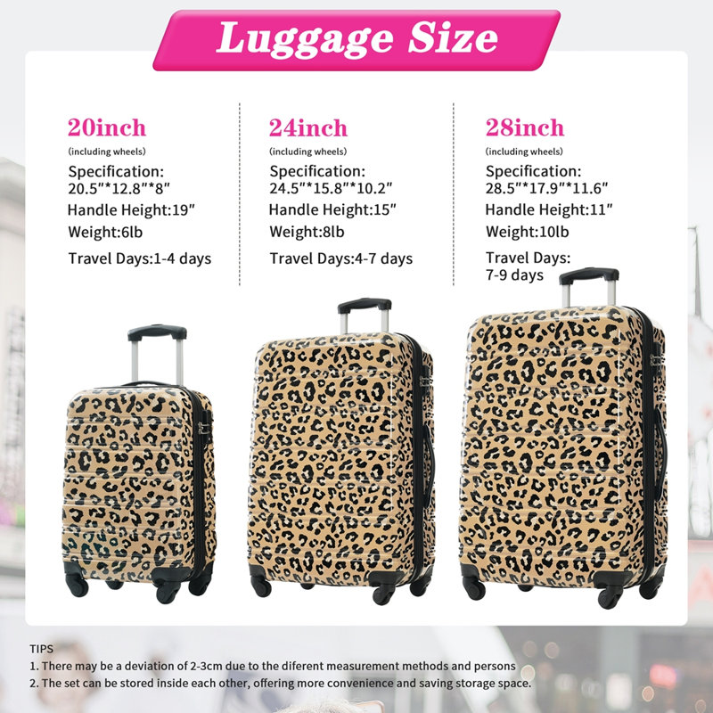 Valise à roulettes 3 pièces Hardshell avec valise TSA