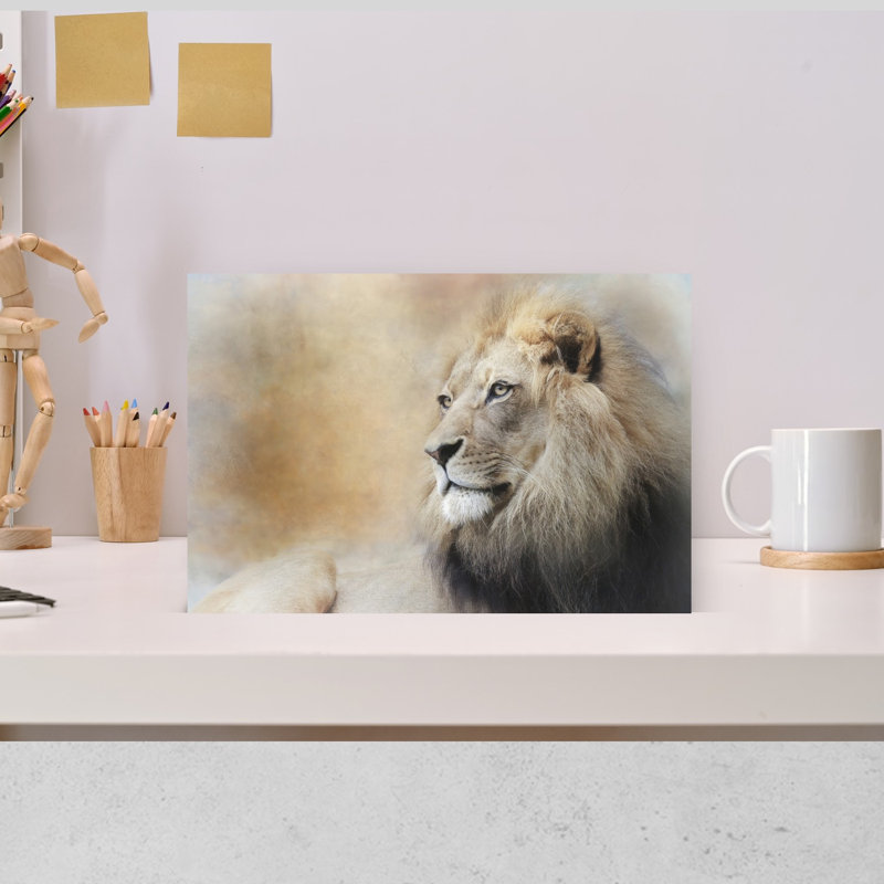 Majestic Lion Gaze Contemporary Wall Art Print 1 Piece Wrapped Canvas Wall Art, 30.48cm H x 45.72cm W