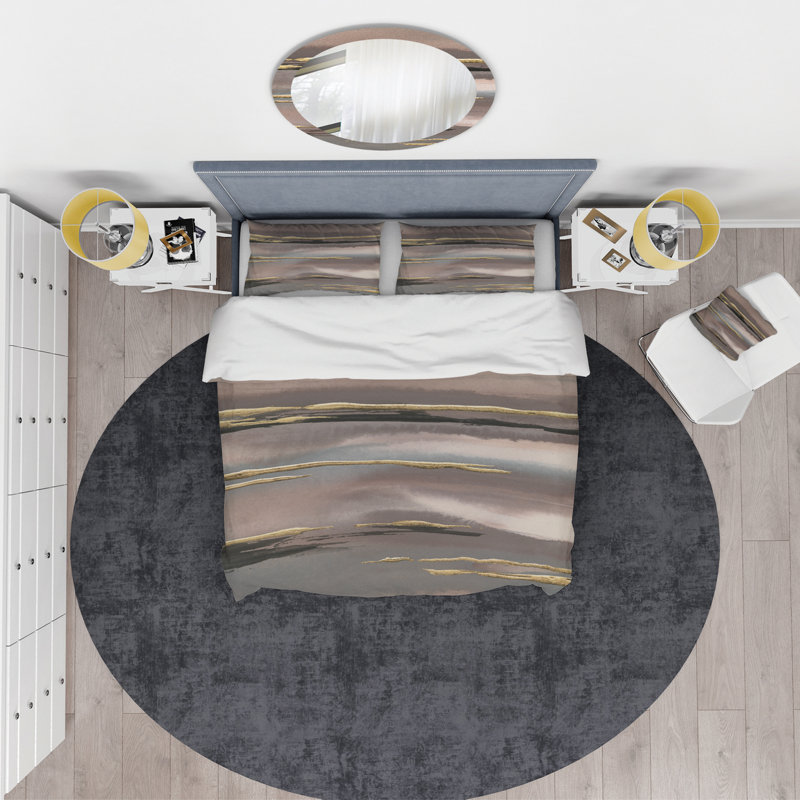 Glamour Morning Fog I - Ensemble de housse de couette Modern Glam - Microfibre de polyester