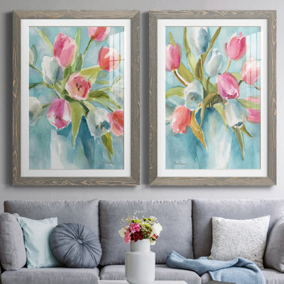 Today's Tulips I - ensemble de 2 reproductions d'art sur papier