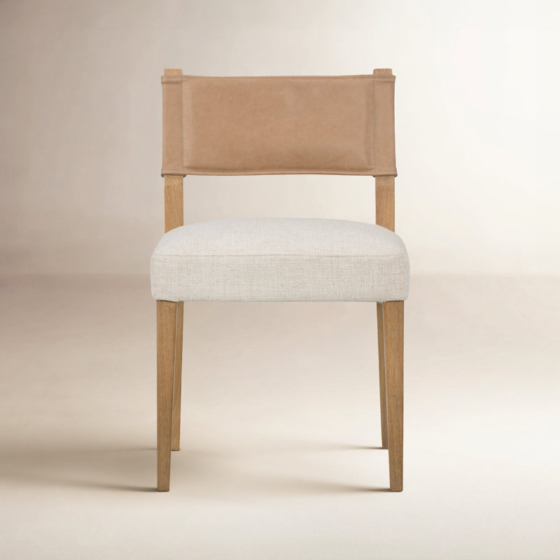 Side Chair in Charcoal, Natural, Polyester/Leather Winchester Beige