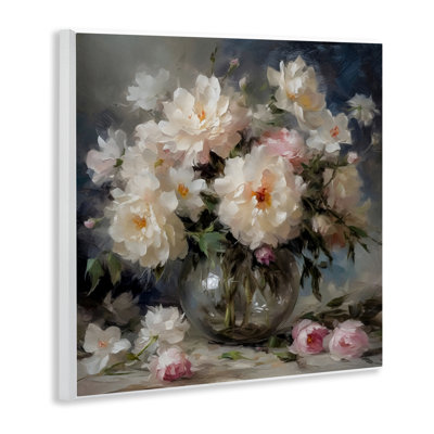 Fleurs romantiques dans un vase rond, plaque murale, design par LSR Creative Studio