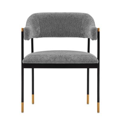 Fauteuil en chenille de métal gris Lia
