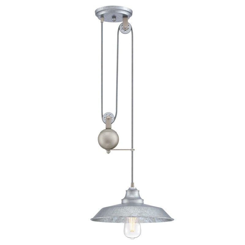 Luminaire suspendu en forme de dôme à 1 lumière Iron Hill, Acier galvanisé