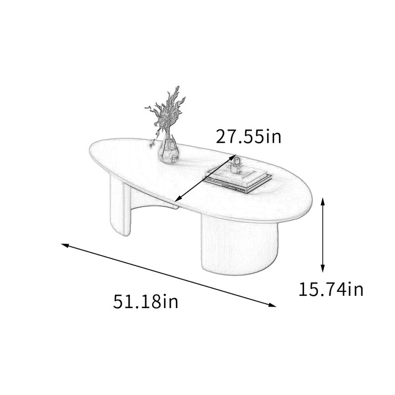 Table basse Modern Simplicity avec base en métal, Blanc, H 15,74 po x L 51,18 po x l 27,55 po, Blanc