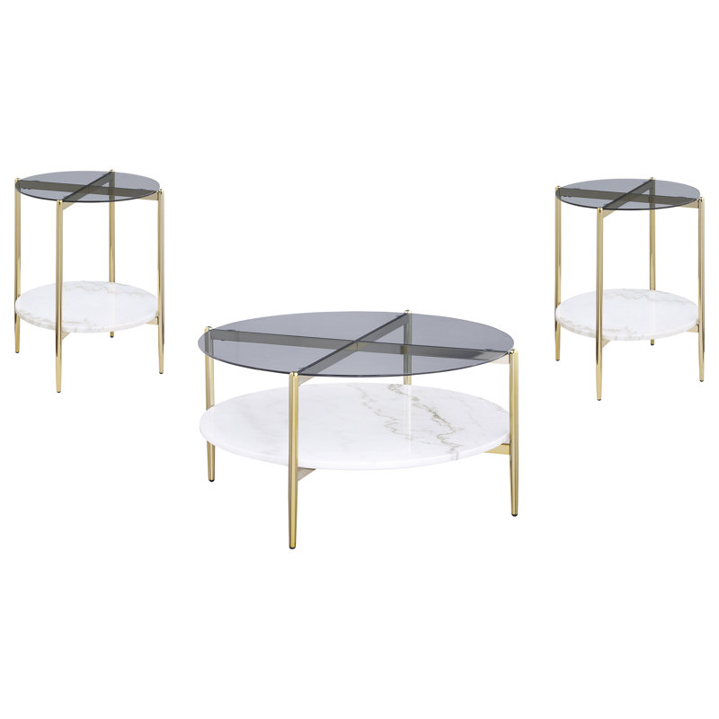 Ensemble de table basse et de bout Jonelle, 3 pièces: 2 tables de bout, table basse
