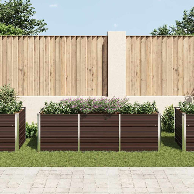 Raised Garden Bed Raised Flower Bed Galvanized Steel Planter , 30.3" H x 94.5" W x 31.5" D, Brown