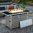 43" Propane Gas Fire Pit Table, 60000 Btu Rectangular Open Weave Wicker Fire Pit With Glass Wind Guard