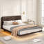 Structure de lit flottante avec lumière DEL, lit plateforme en cuir PU moderne, aucun sommier requis, assembler-1386624224-1386624230