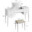 47“ Makeup Vanity Desk With Flip Top Mirror And Lights, Dresser LED Mirror With 3 Color Modes Adjustable, Makeup Vanity Table Set With Chair And 5 Drawers For Bedroom-395920761