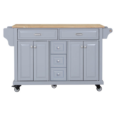 Cambridge Natural Wood Top Kitchen Island With Storage,Kitchen Cart,Coffee Station