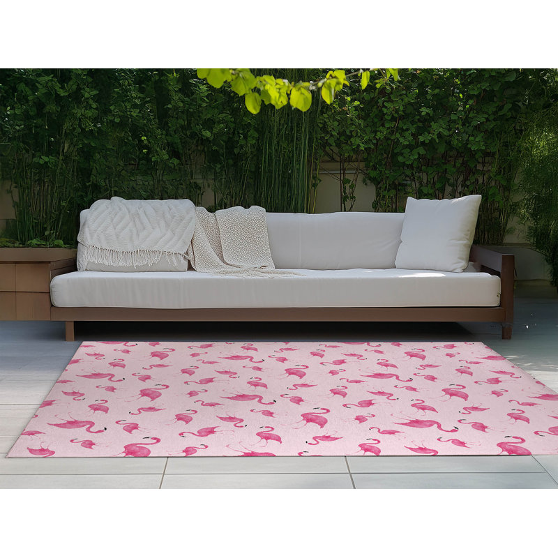 Tapis d'extérieur Summer Flamingo, Rectangulaire 8 pi x 10 pi