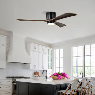 Ventilateurs de plafond en bois de 42 pouces avec lumières et télécommande, ventilateur de plafond encastré moderne à profil bas avec éclairage, 6 vitesses, moteur à courant continu réversible, pour chambre / extérieur / maison de campagne / patio