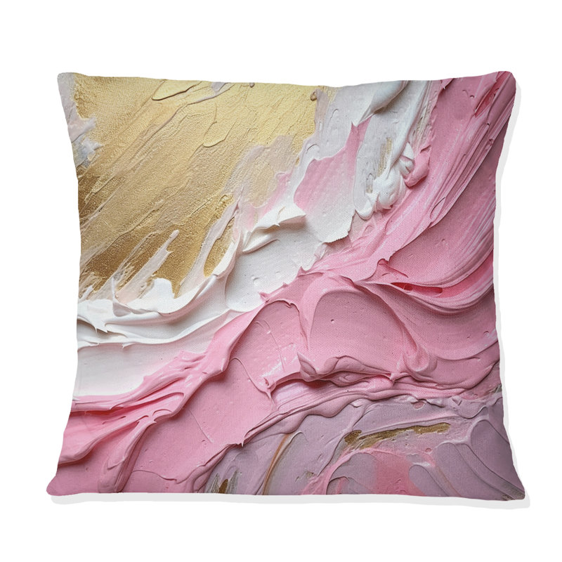 Coussin décoratif rose et doré Spiral Radiance III - Abstract Spirals