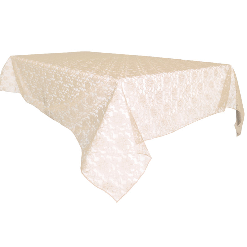 Floral Lace Overlay, 96" x 58", Champagne