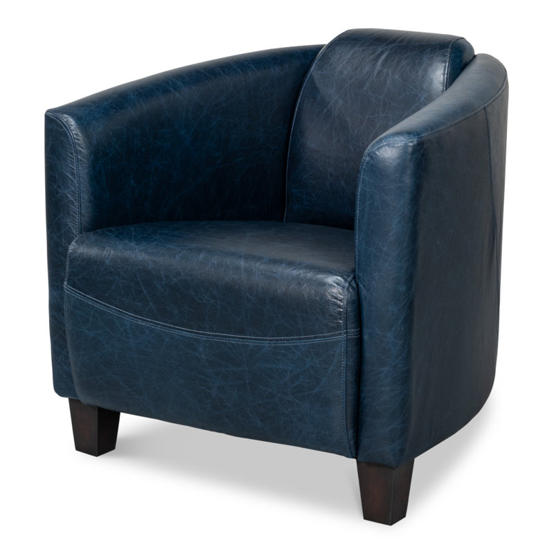 Mandy Armchair, Dark Blue Genuine Leather