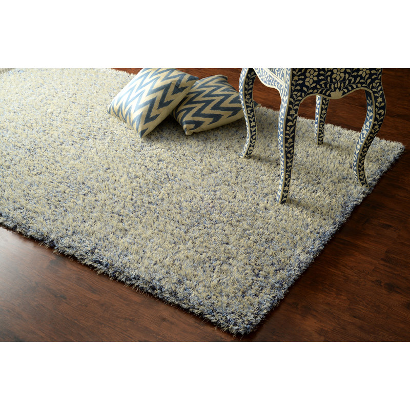 Tapis bleu touffeté à la main Glamour, Rectangle 7 pi 6 po x 9 pi 6 po