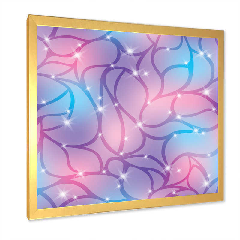 Violet et mauve abstrait avec étincelles - Impression sur toile, H 36 po x l 36 po x P 1,5 po, Cadre doré à coins fermés