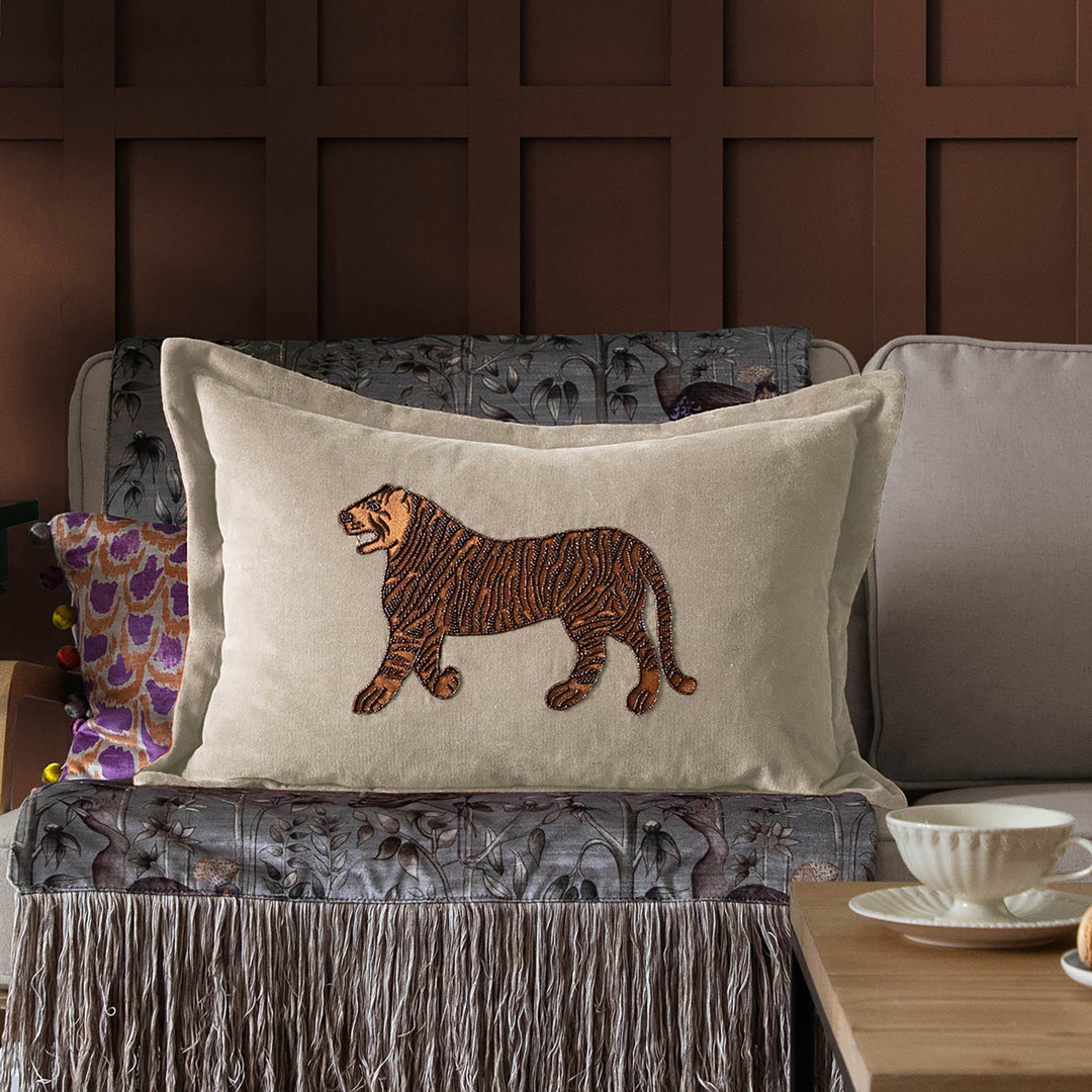 Durga Durga Animal Oxford Cushion Feathers Animal Print Rectangular Scatter Cushion Cushion With Filling