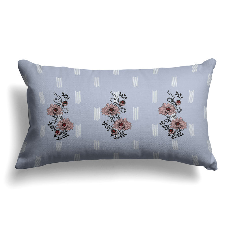 Floral Luminosity  Rectangular Throw Pillow, Blue