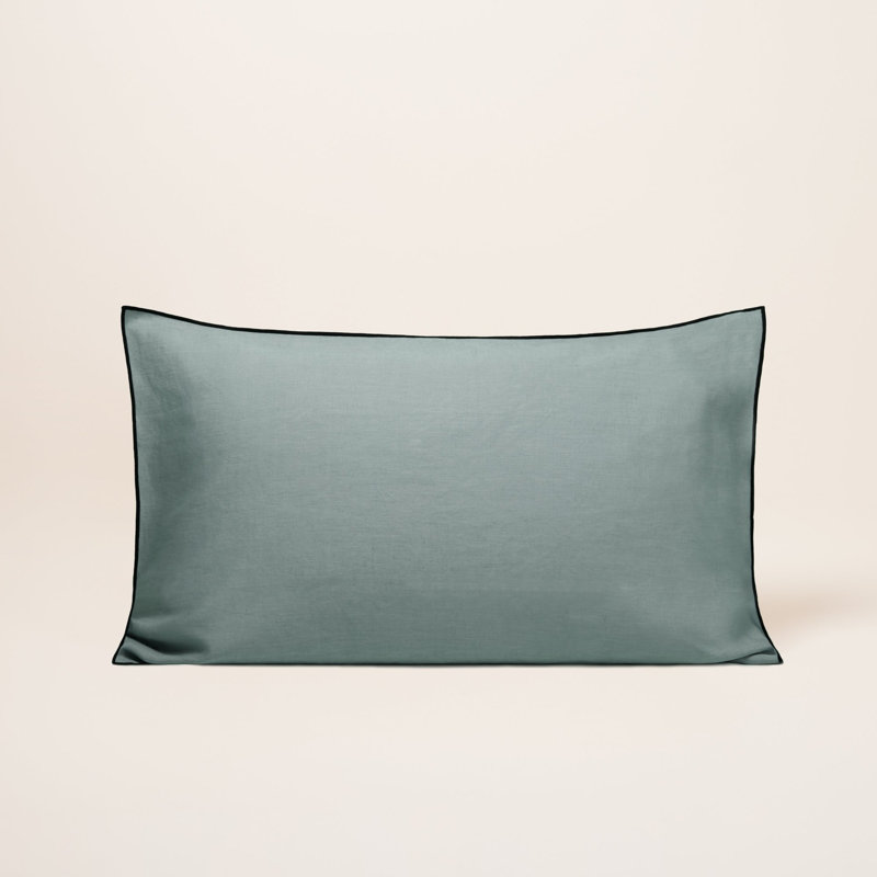 Carlina 100% Linen Button Pillow Protector, Grey, Queen