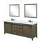Meuble-lavabo double brun rustique 80 po X P 22 po avec comptoir en quartz blanc, robinet inclus et 30 miroirs - comptoir longue durée, teinture grattée noire mate-1324299343