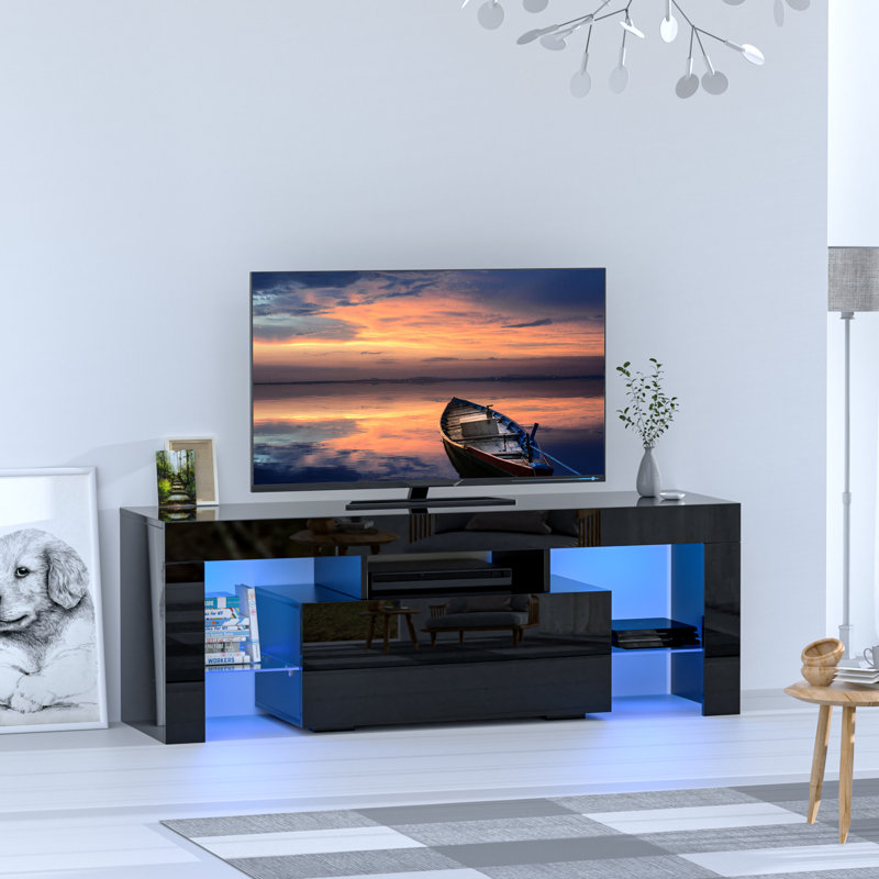 Meuble télé pour téléviseur de 55 po ou moins Mearah, Noir