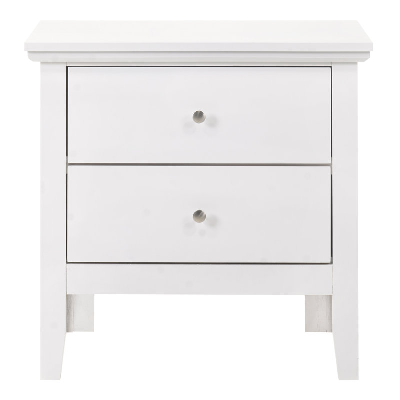 Table de chevet transitionnelle blanche élégante