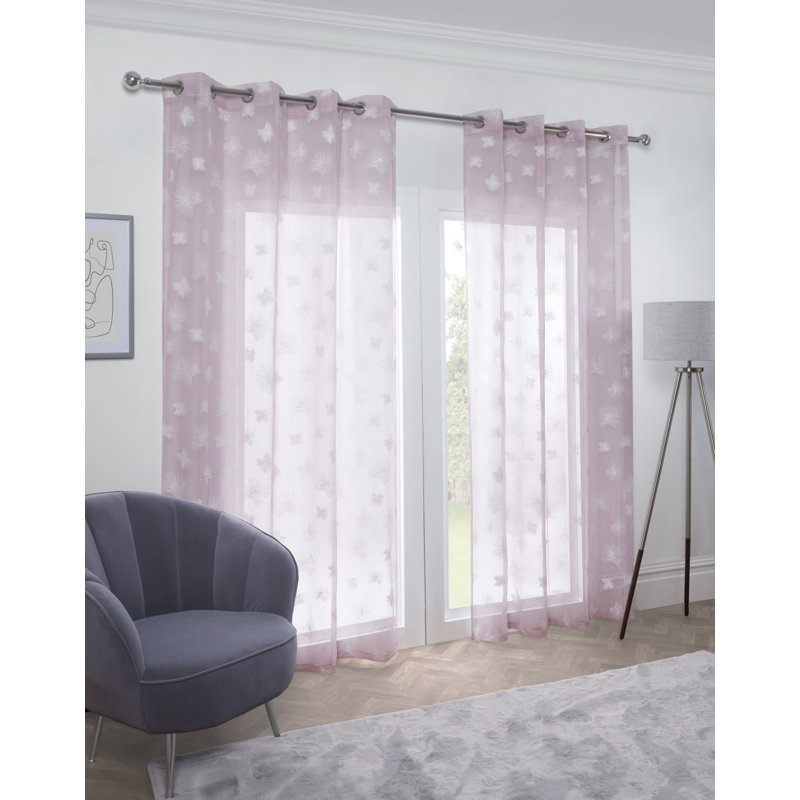 Casandra Sheer Curtain Single Panel, 145 W x 137 D cm, Pink